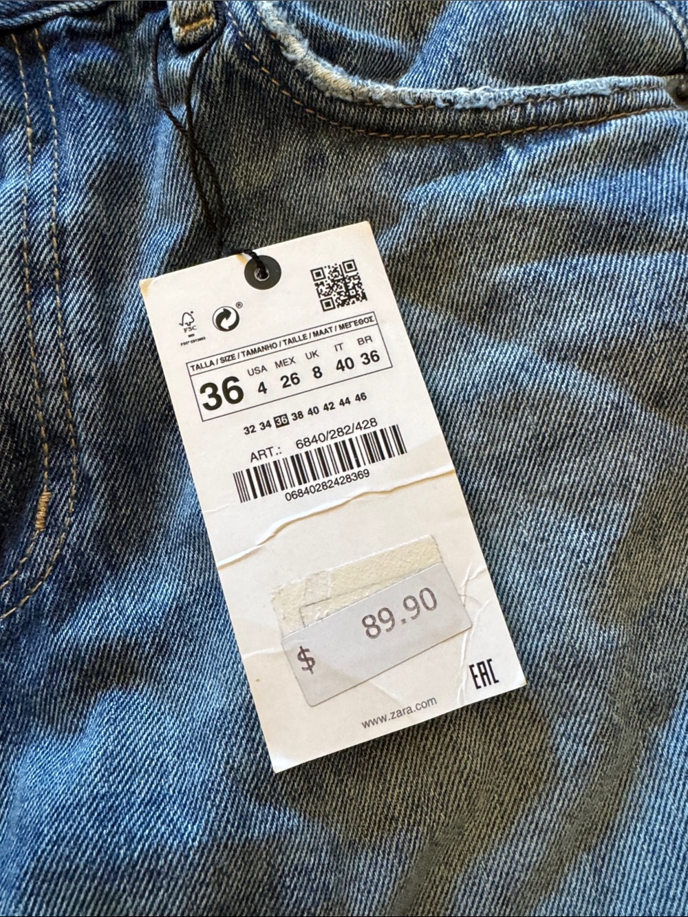 Zara mid rise Straight Jeans - Light Blue Denim - Picture 4 of 7